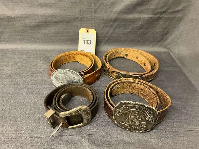 4 Leather Belts, 3 with Buckles - see description