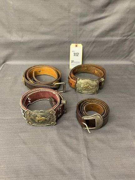 4 Leather Belts, 2 with Buckles- See Description