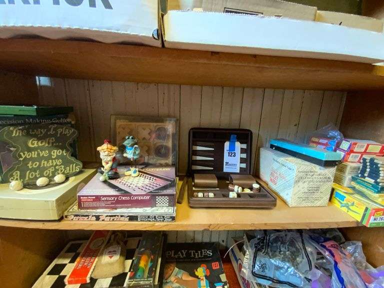 Assortment of Board Games, Backgammon, Puzzles, Chess, Crayons, & More