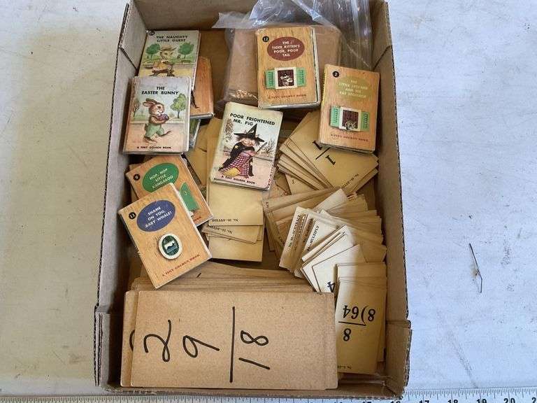 Vintage tiny Golden Books math cards, Tinker toys