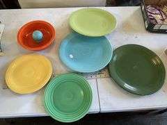 Fiesta plates, shaker, bowl