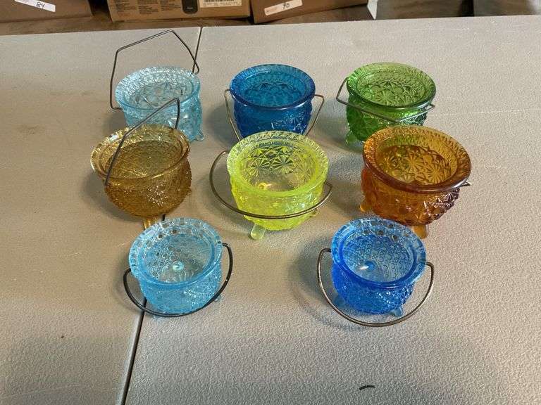 Vintage colored glass toothpick holders Legacy Auction Company
