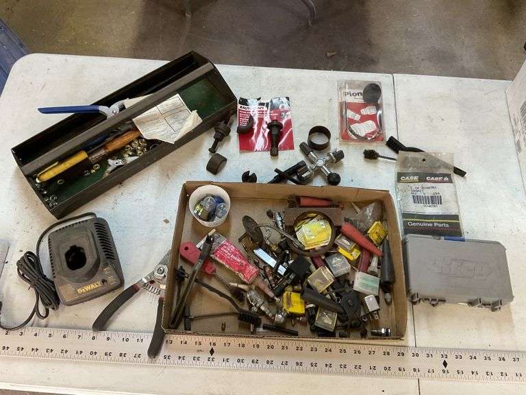 Snap ring pliers, battery tool, wire brushes, Legacy Auction Company