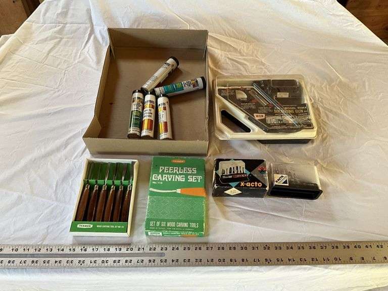 Soldering iron, carving sets and grease