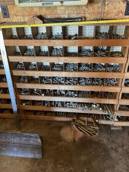 Bolt  bin with bolts,  loose from wall buyer