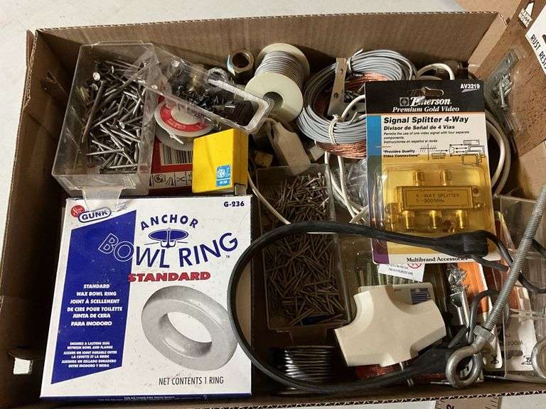 Paint brushes, nails, wire, etc Legacy Auction Company