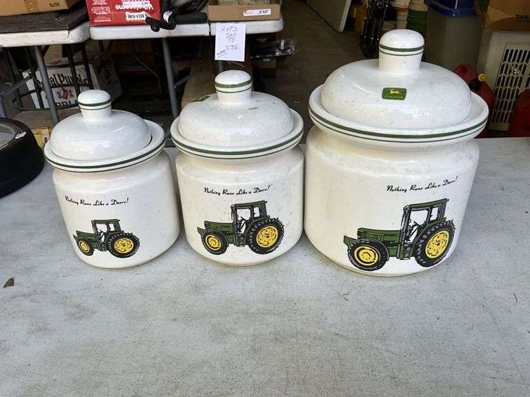 John Deere canisters1 chipped on the inside Legacy Auction Company