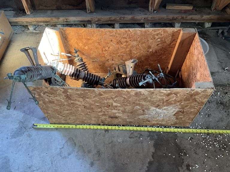 Insulators and wooden box