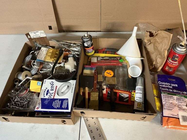 Paint brushes, nails, wire, etc Legacy Auction Company