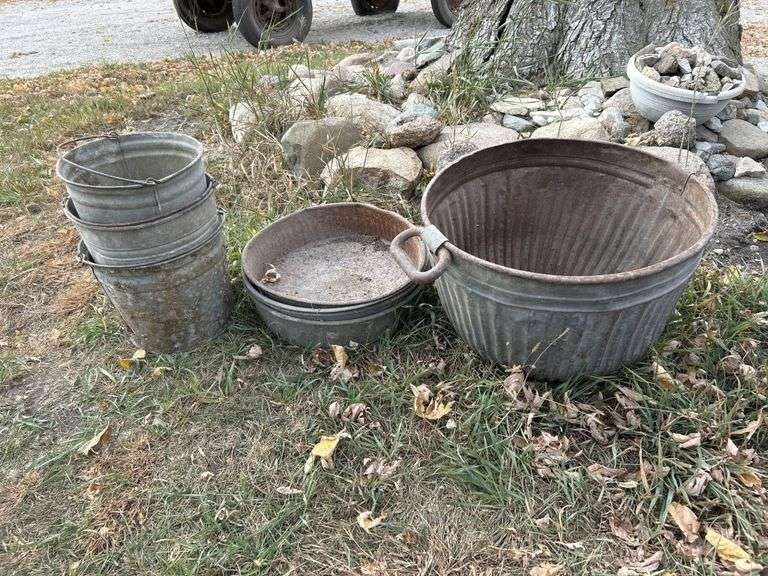 Metal buckets, pans