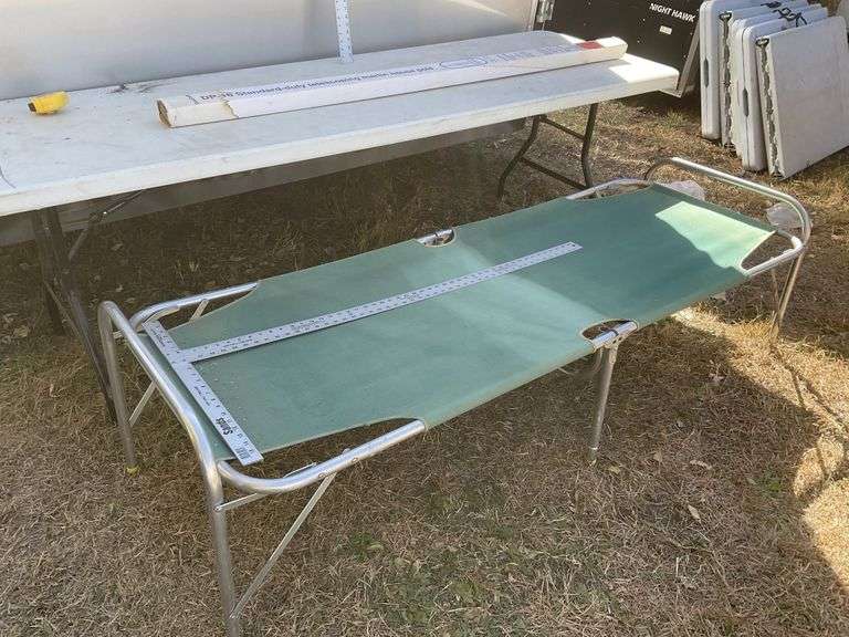 Folding cot and 3 section galvanized steel - Legacy Auction Company