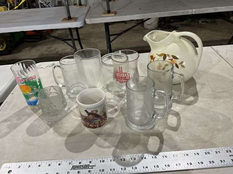 Hall's pitcher and miscellaneous glasses