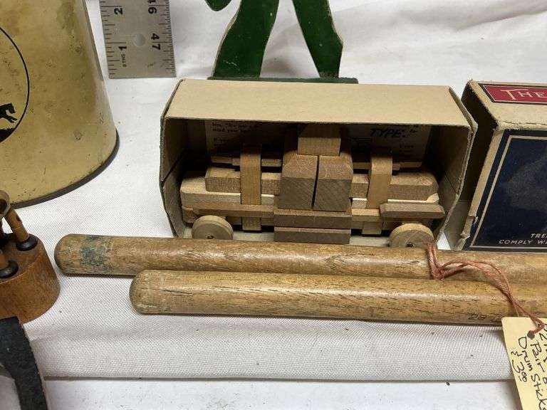 Vintage beads, drum sticks, cars, etc