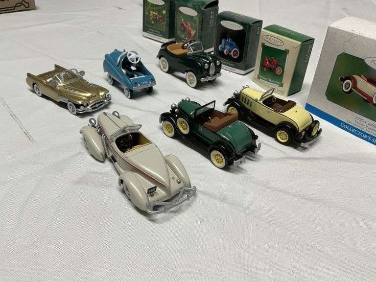 Hallmark cars and Christmas tree ornaments