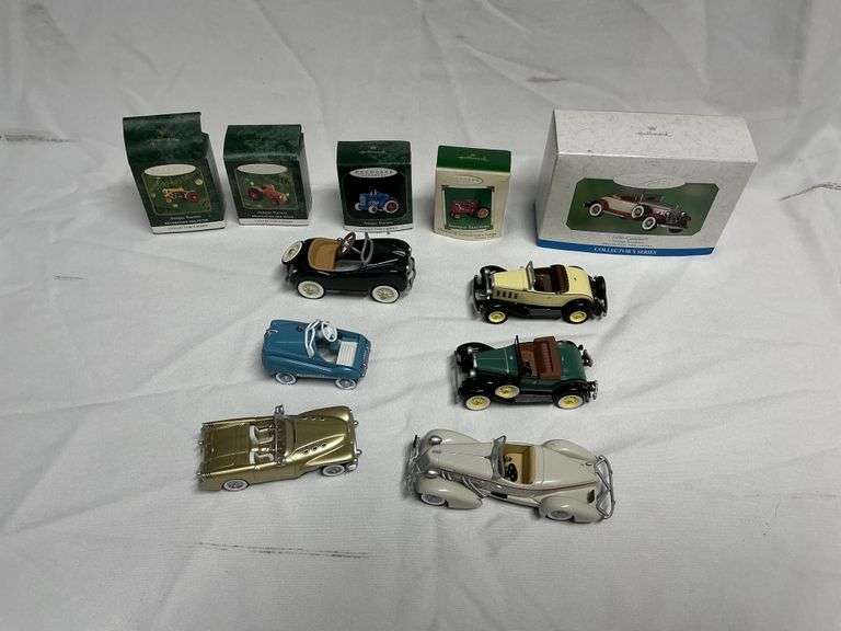 Hallmark cars and Christmas tree ornaments