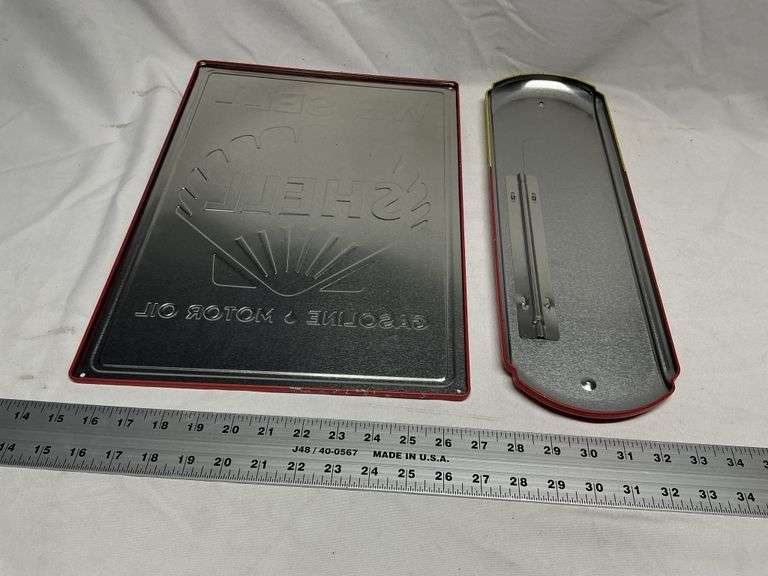 Shell Motor Oil sign and thermometer