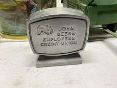 John Deere stickers, tin, credit union bank &