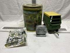 John Deere stickers, tin, credit union bank &