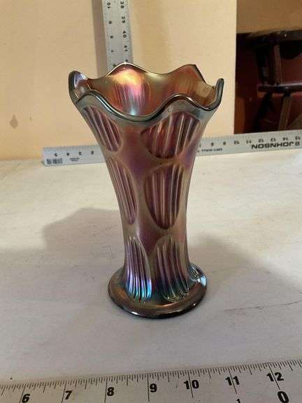 Vintage iridescent carnival glass vase
