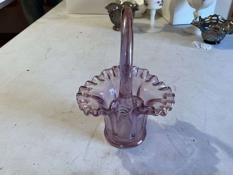 Fenton lavender ruffled basket