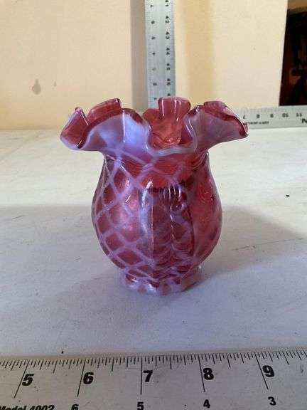 Fenton cranberry glass opalescent vase