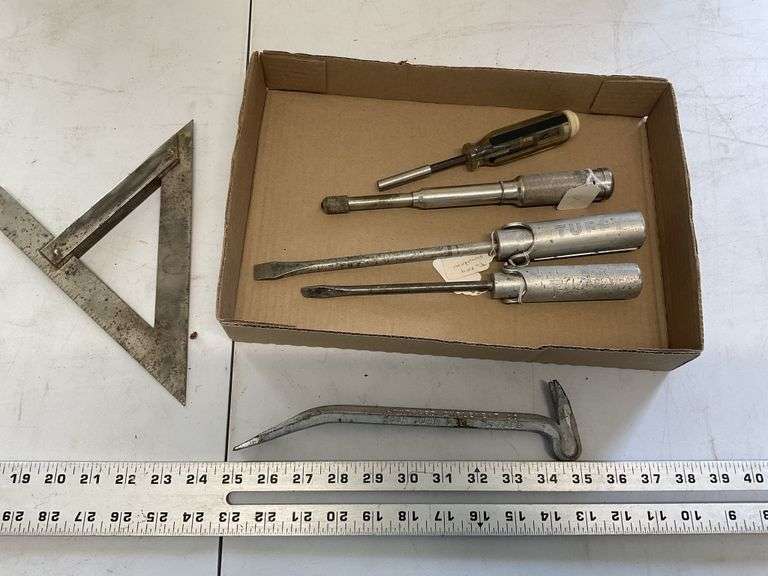 Vintage advertising bar and Tuffy screwdrivers