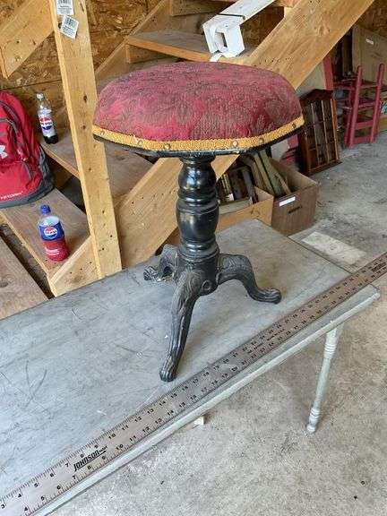 Antique cast foot organ stool
