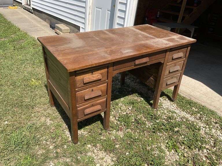 Antique oak desk 54” x 28” x 31”