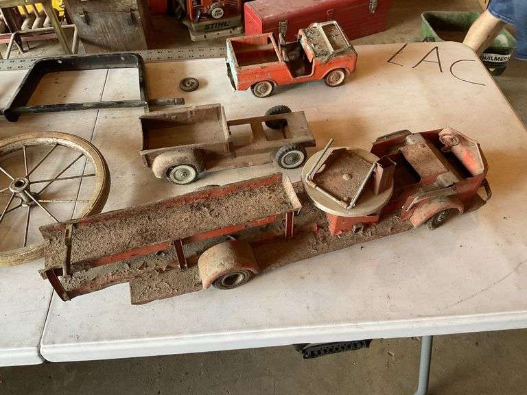 Vintage toys, coaster wagon, parts, etc.