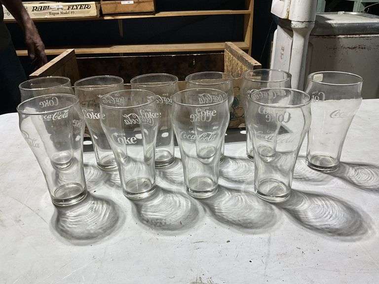 10 Coca-Cola glasses 6" tall