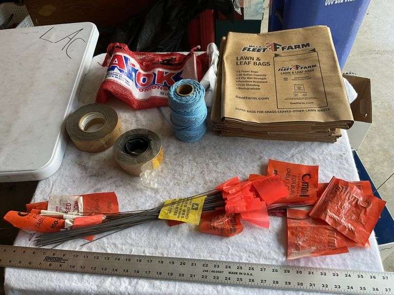 Lawn and leaf bags, marker flags rope, etc.