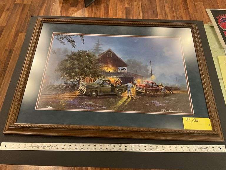 "Ford lends a helping hand" print by Dave  Barnhouse, Limited edition 203/1250, 27 x 36