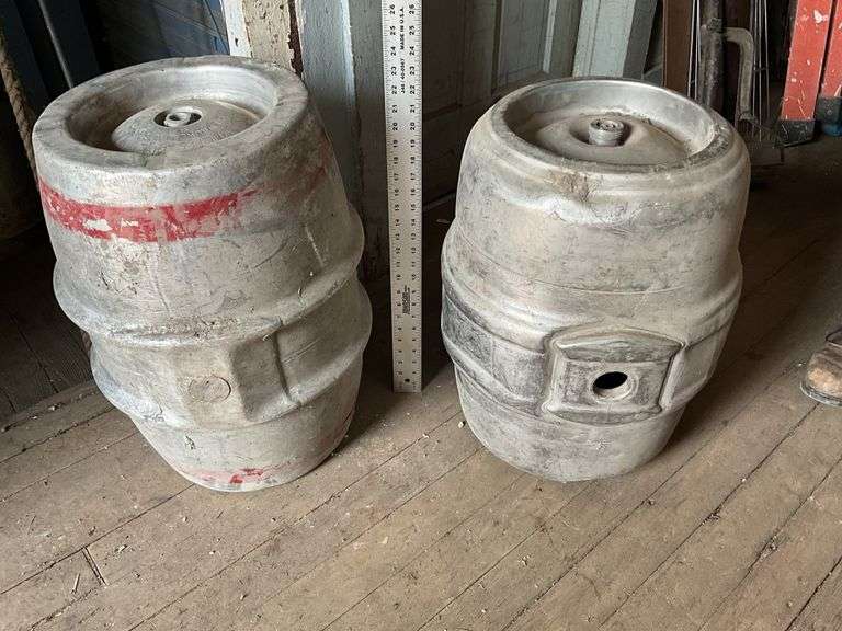 Schlitz and Pabst beer kegs