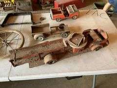 Vintage toys, coaster wagon, parts, etc.