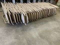 Approx. 64 folding metal chairs and cart