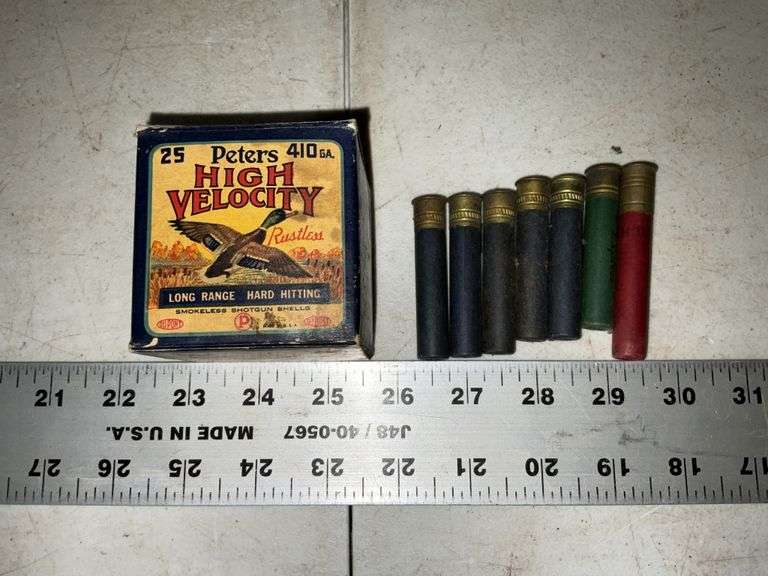 Vintage box with Peters 410 shells, - Legacy Auction Company