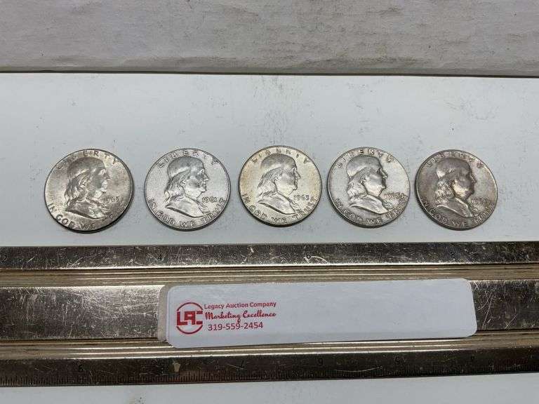 5- Franklin half dollars from the 60s
