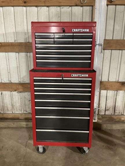 Craftsman toolbox with keys on casters. 27 x 18