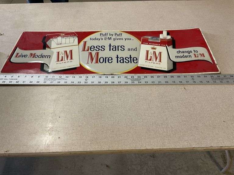 L& M Cigarette metal sign. Slightly embossed