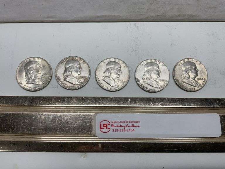 5- Franklin half dollars from the 60s