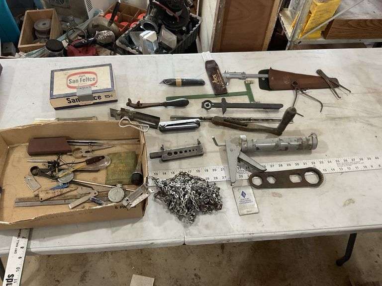 Micrometer, calipers, vintage beer openers, etc.