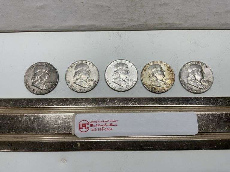 5- Franklin half dollars from the 60s