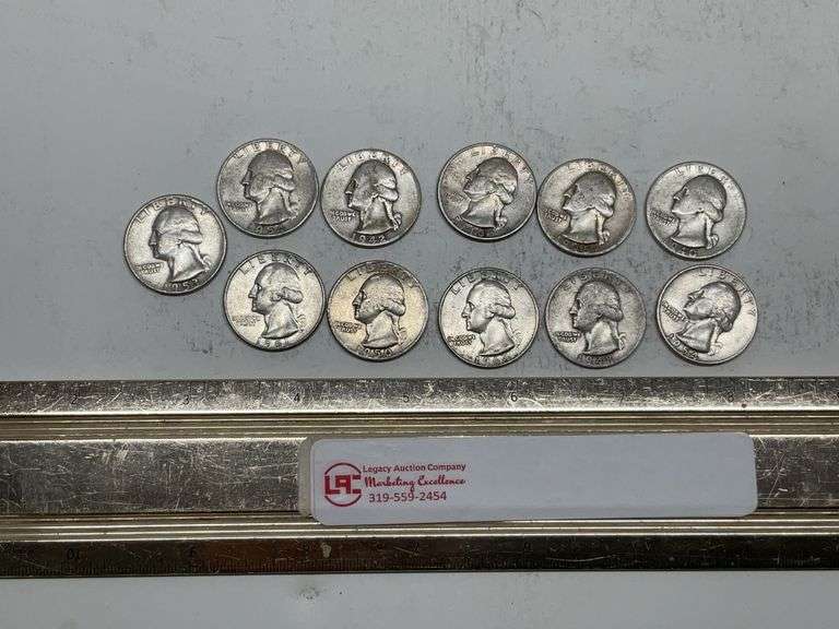 11- Washington silver quarters