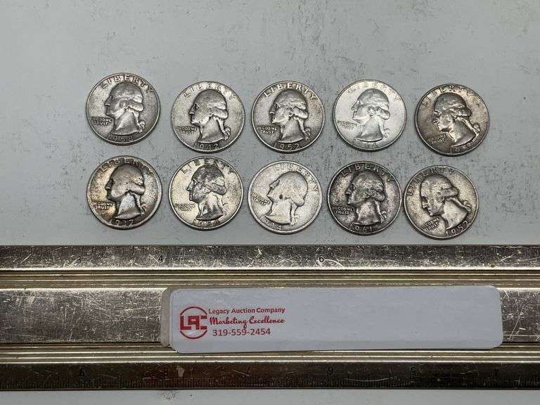 10- Silver Washington quarters