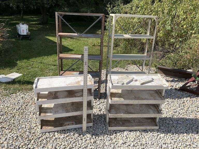 2- Plastic and 3-Metal shelf units