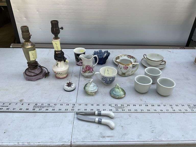 Vintage lamps and dishes