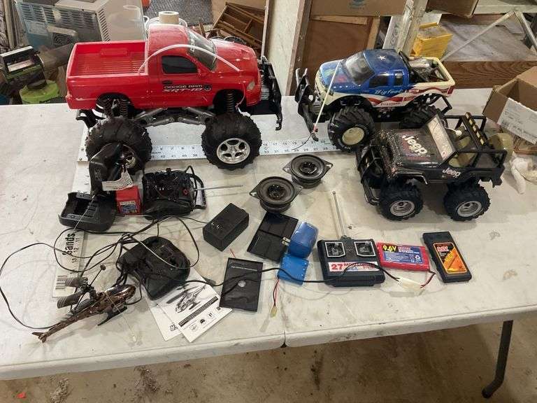 Remote controlled trucks, batteries etc. Untested