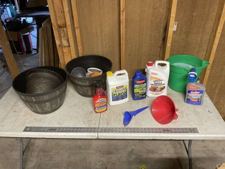 Weed killers etc. that have been stored outside,