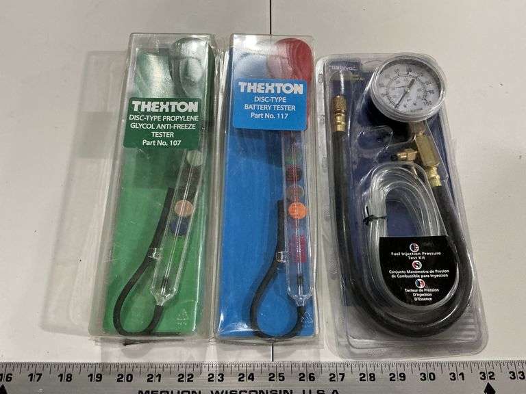 Antifreeze tester, battery tester and fuel