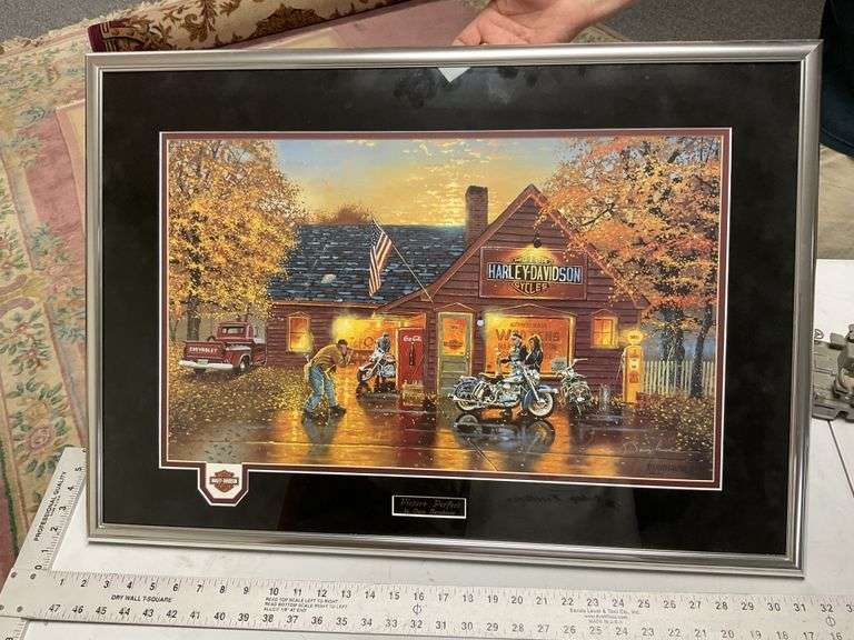 Photo Encadrée Harley Davidson Signée Dave Barnhouse - Édition Limitée, Neuve